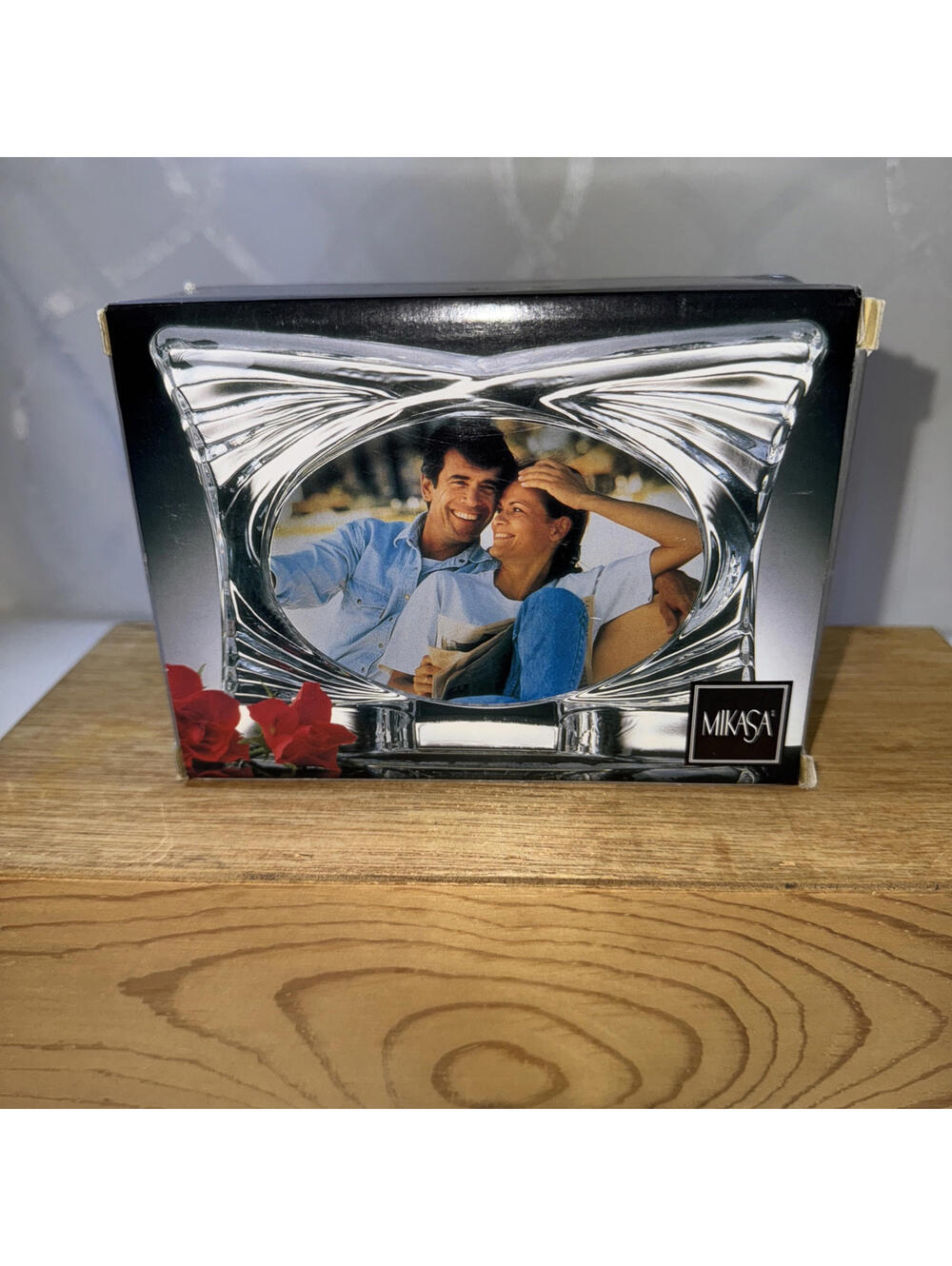 Mikasa Polished Portrait Oval Crystal Glass Photo Frame for 4.5"X 3" Photo